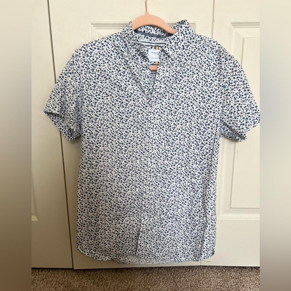 Denim and flower button up